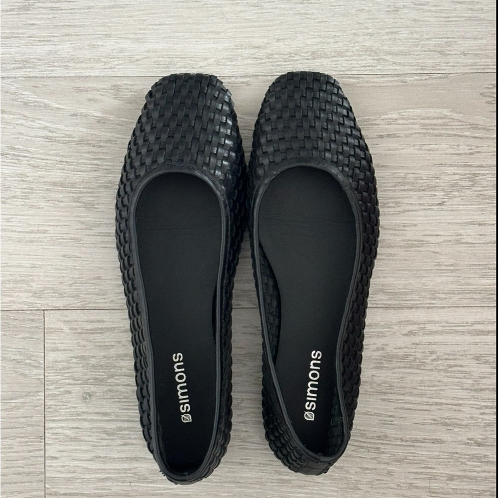 Simons Black Woven Loafers for Women